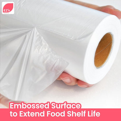 EZ'n Food Storage Bags - 12" x 16" Clear Plastic Produce Bags 500 pcs on a Roll - Durable, Easy Tear, Freezer Safe, BPA Free, Ideal for Bread, Fruits, Vegetables, Refrigerator Storage - Made in Korea