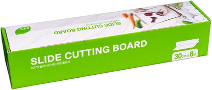 EZ’n Slide Cutting Board Sheet – 11.81 in x 26.25 ft BPA-Free Plastic Chopping Board Roll with Easy Cut Slider – Non-Slip, Dishwasher Safe, Knife-Friendly Surface – Food Prep Board, Made in Korea
