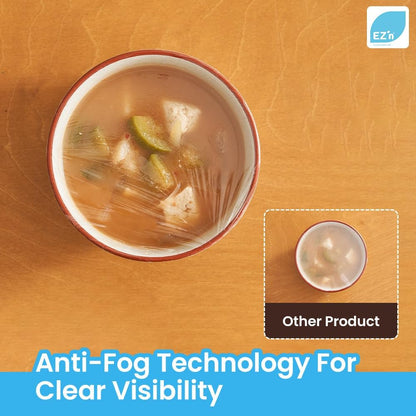 EZ'n Slide Cutting Plastic Food Wrap - BPA-Free, Stretch Cling Film Dispenser with Built-In Safe Slide Cutter – 11.8 Inch x 656.1 Feet Roll, Anti-Fog & Leak-Proof Food-Safe Material, Made in Korea