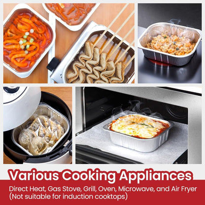 FIREFOLKS Disposable Premium Aluminum Pans – 35 Pack Variety Set Heavy-Duty Open-Flame Trays, Cookware for Cooking, Baking, Roasting, Heating, Grilling, Food Prepping